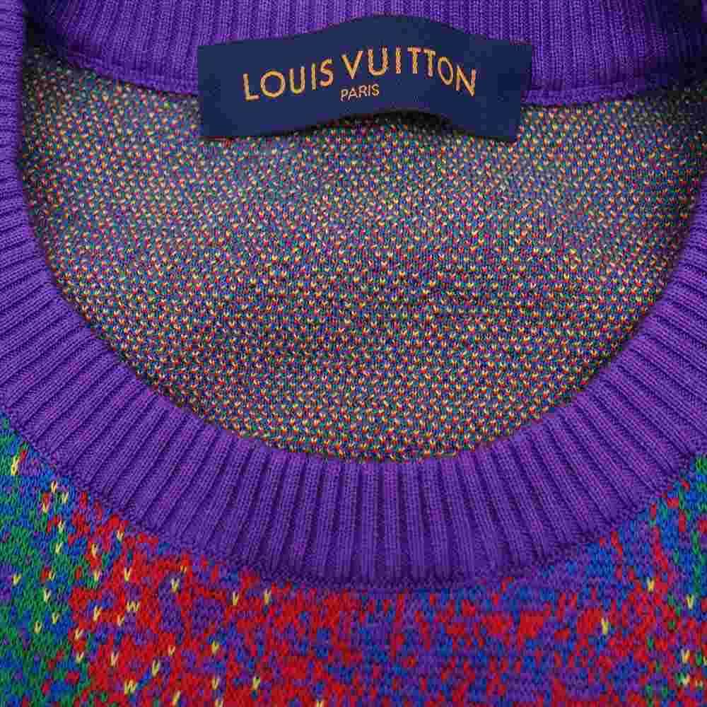 LOUIS VUITTON ルイ・ヴィトン 20SS 1A7X9X 国内正規品 LV Jacquard Crewneck ヴァージルアブロー ジャガード クルーネック マルチカラー系 L【美品】【中古】