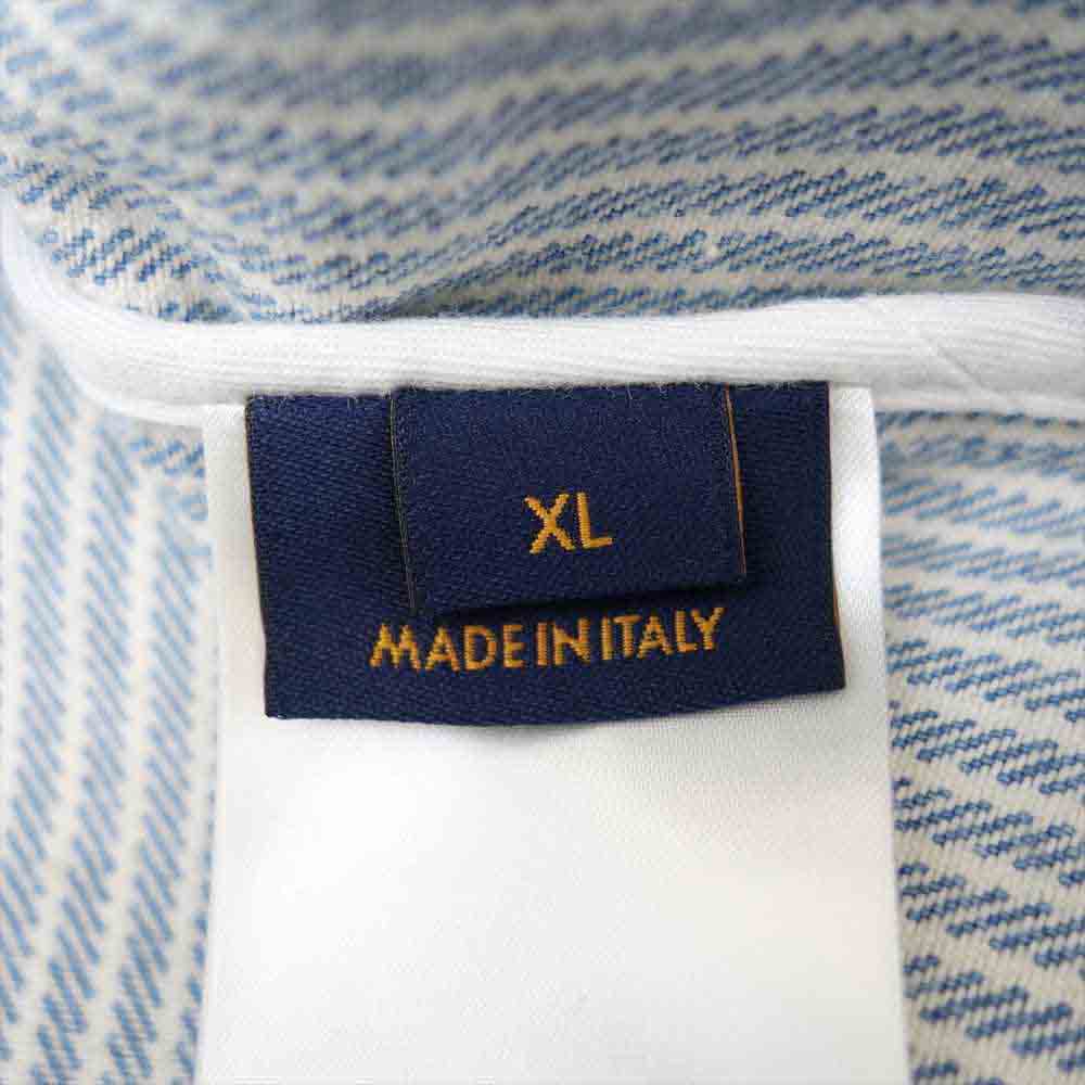 LOUIS VUITTON ルイ・ヴィトン 21SS 1A8QYG ストライプ モノグラム ワークウェア デニム シャツ ライトブルー系 XL【極上美品】【中古】