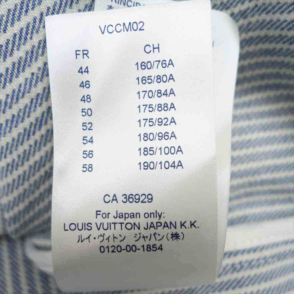 LOUIS VUITTON ルイ・ヴィトン 21SS 1A8QYG ストライプ モノグラム ワークウェア デニム シャツ ライトブルー系 XL【極上美品】【中古】
