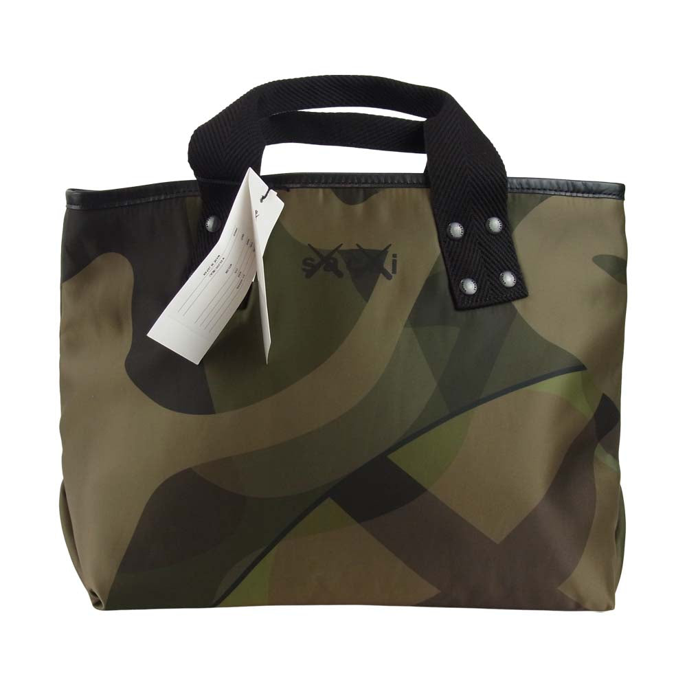 Sacai サカイ 21AW 21-0255S KAWS カウズ Tote Medium 総柄 ミディアム トート バッグ カーキ系【新古品】【未使用】【中古】