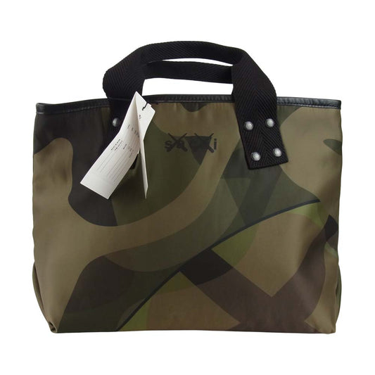 Sacai サカイ 21AW 21-0255S KAWS カウズ Tote Medium 総柄 ミディアム トート バッグ カーキ系【新古品】【未使用】【中古】