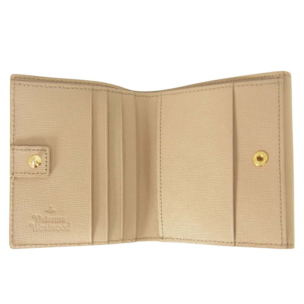 Vivienne Westwood ヴィヴィアンウエストウッド 3318Y731 メタルフレーム 二つ折り 財布 ベージュ系【新古品】【未使用】【中古】