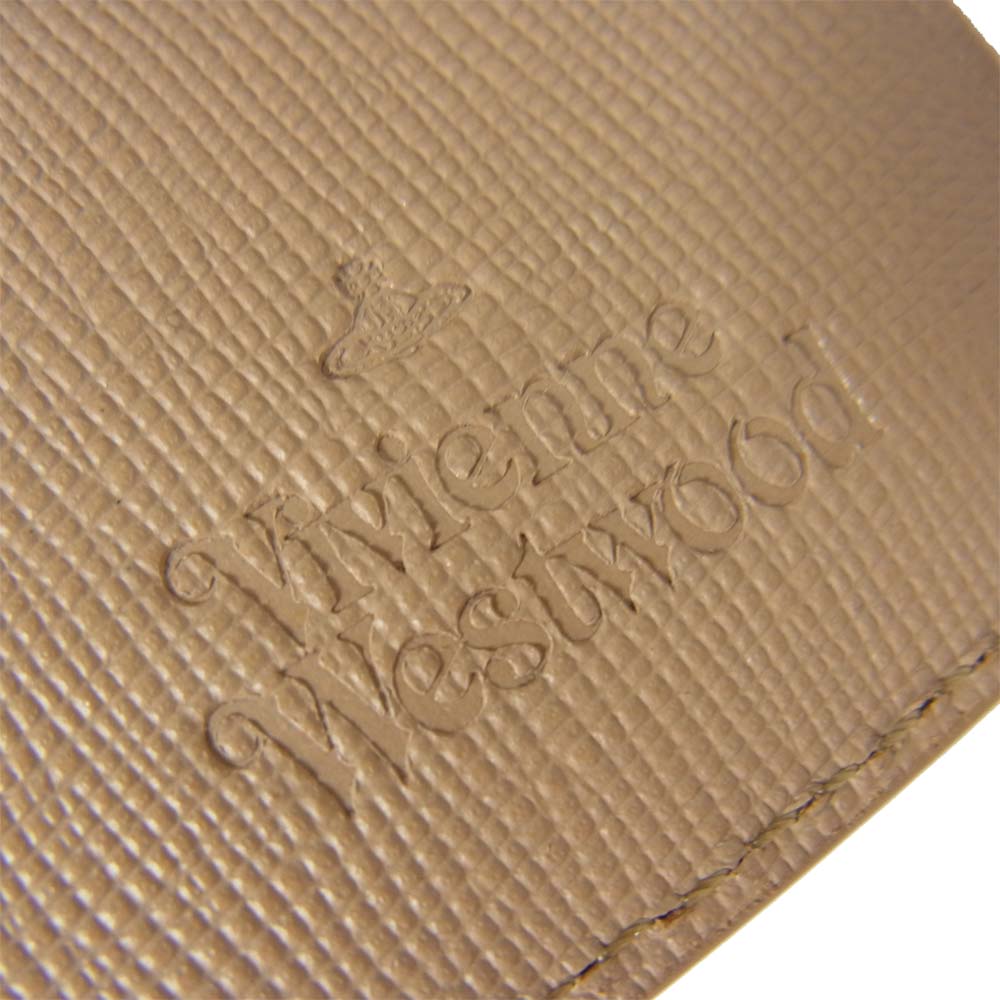 Vivienne Westwood ヴィヴィアンウエストウッド 3318Y731 メタルフレーム 二つ折り 財布 ベージュ系【新古品】【未使用】【中古】