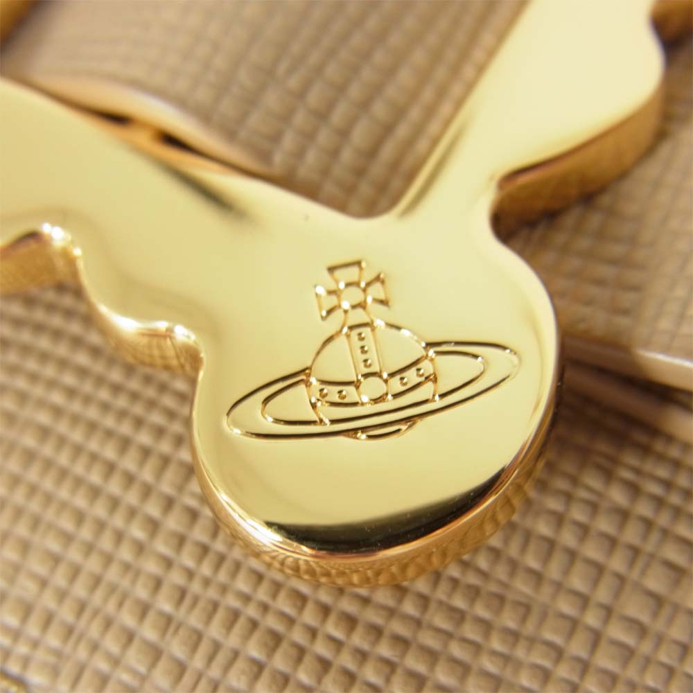 Vivienne Westwood ヴィヴィアンウエストウッド 3318Y731 メタルフレーム 二つ折り 財布 ベージュ系【新古品】【未使用】【中古】