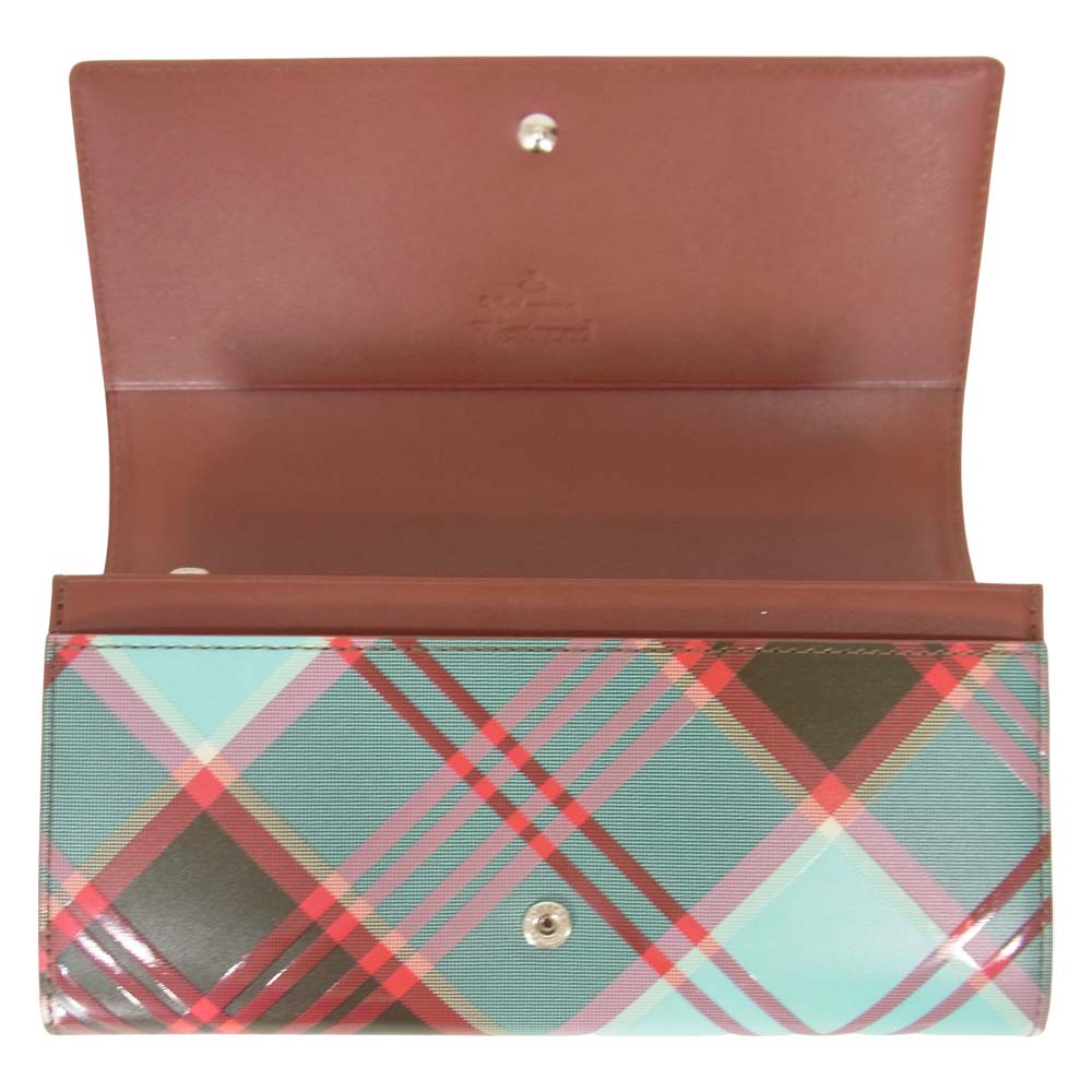 Vivienne Westwood ヴィヴィアンウエストウッド 3318AH01 ベルテッド タータン ターコイズ 長財布 ライトブルー系【新古品】【未使用】【中古】