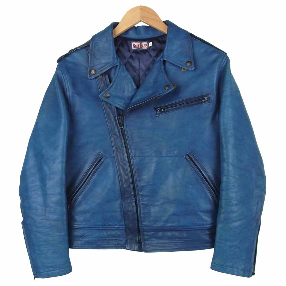 BLUE BLUE ブルーブルー 700015-016 JK1127 COW LEATHER カウレザー ダブルライダース ジャケット ブルー系 2【中古】