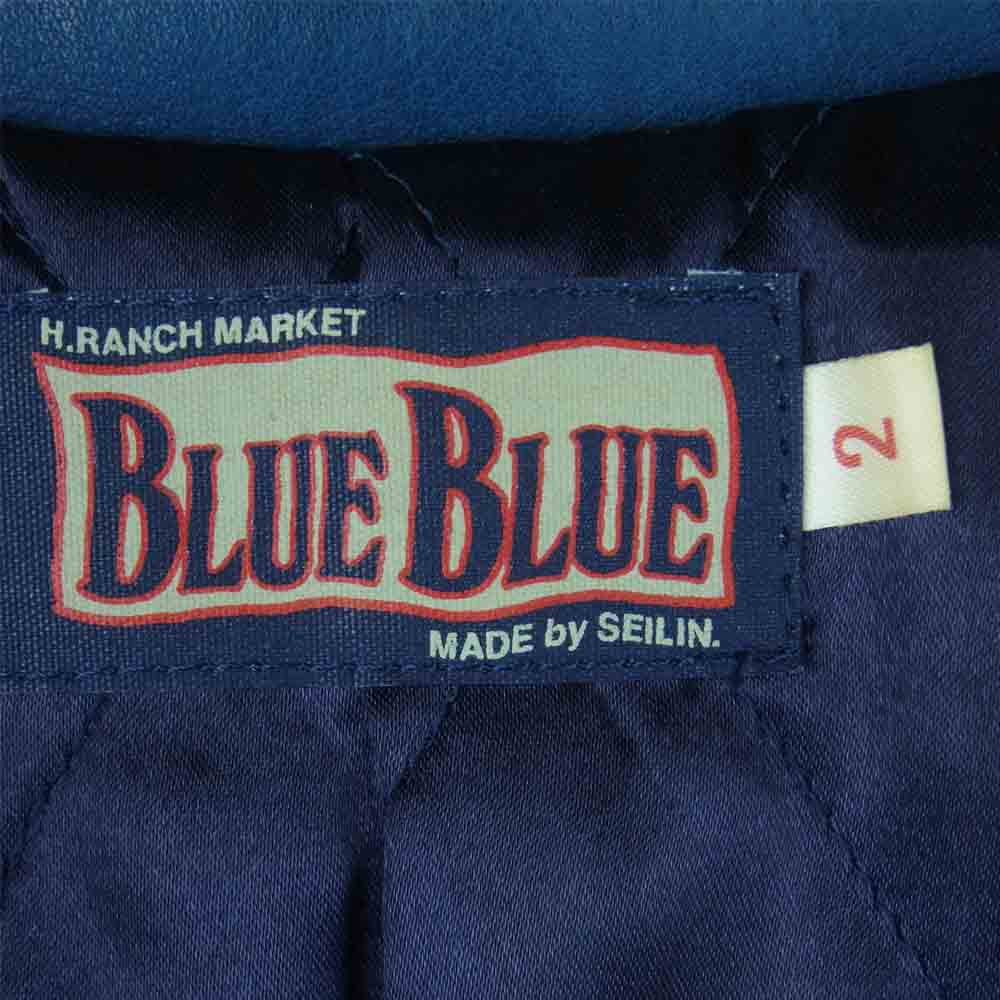 BLUE BLUE ブルーブルー 700015-016 JK1127 COW LEATHER カウレザー ダブルライダース ジャケット ブルー系 2【中古】