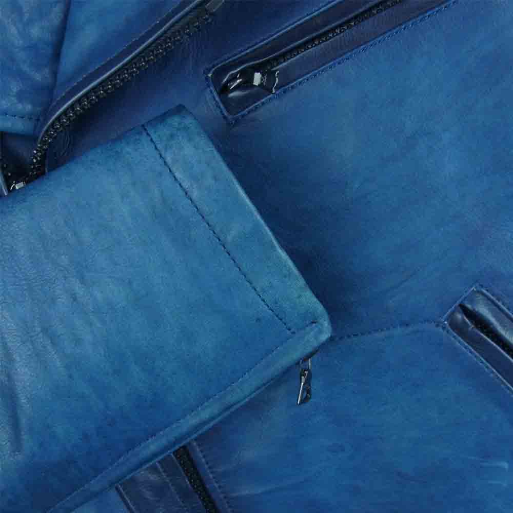 BLUE BLUE ブルーブルー 700015-016 JK1127 COW LEATHER カウレザー ダブルライダース ジャケット ブルー系 2【中古】