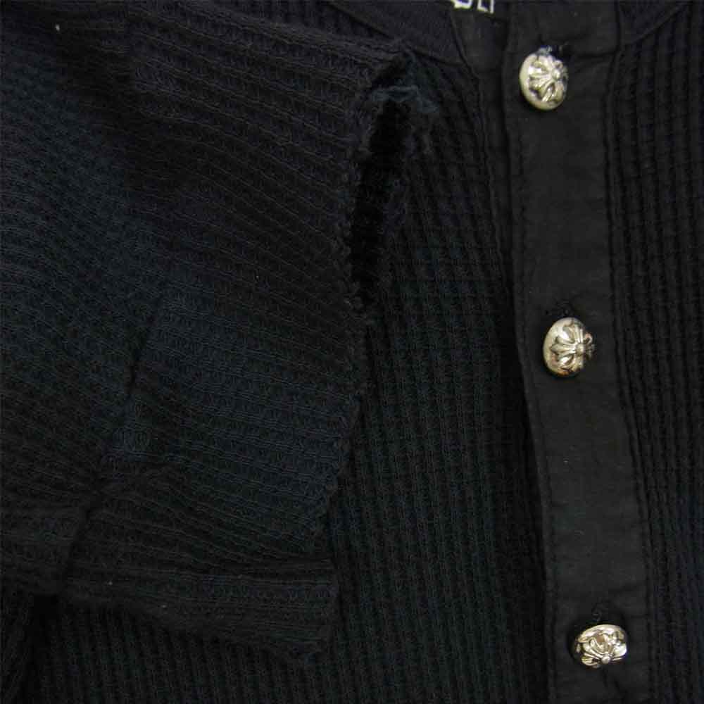 CHROME HEARTS クロムハーツ（原本無） 国内正規品 クロスボタン ヘンリーネック サーマル 長袖 カットソー ブラック系 M【中古】