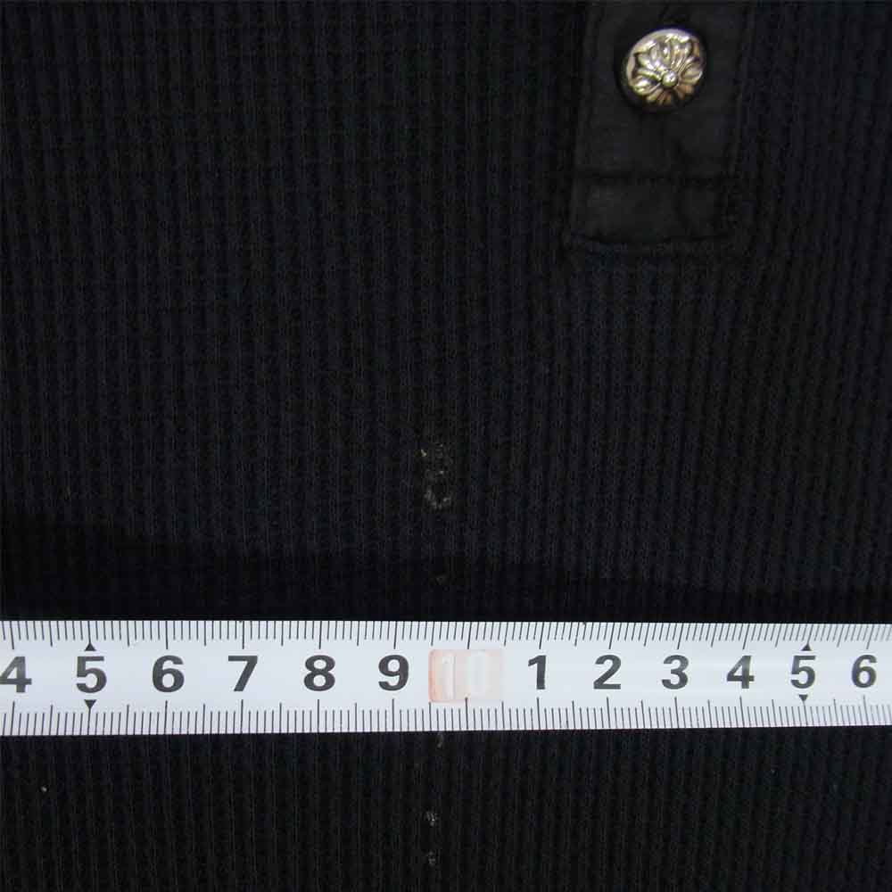 CHROME HEARTS クロムハーツ（原本無） 国内正規品 クロスボタン ヘンリーネック サーマル 長袖 カットソー ブラック系 M【中古】