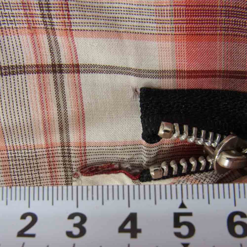 CHROME HEARTS クロムハーツ（原本無） レザー クロス パッチ チェックシャツ レッド系 XS【中古】