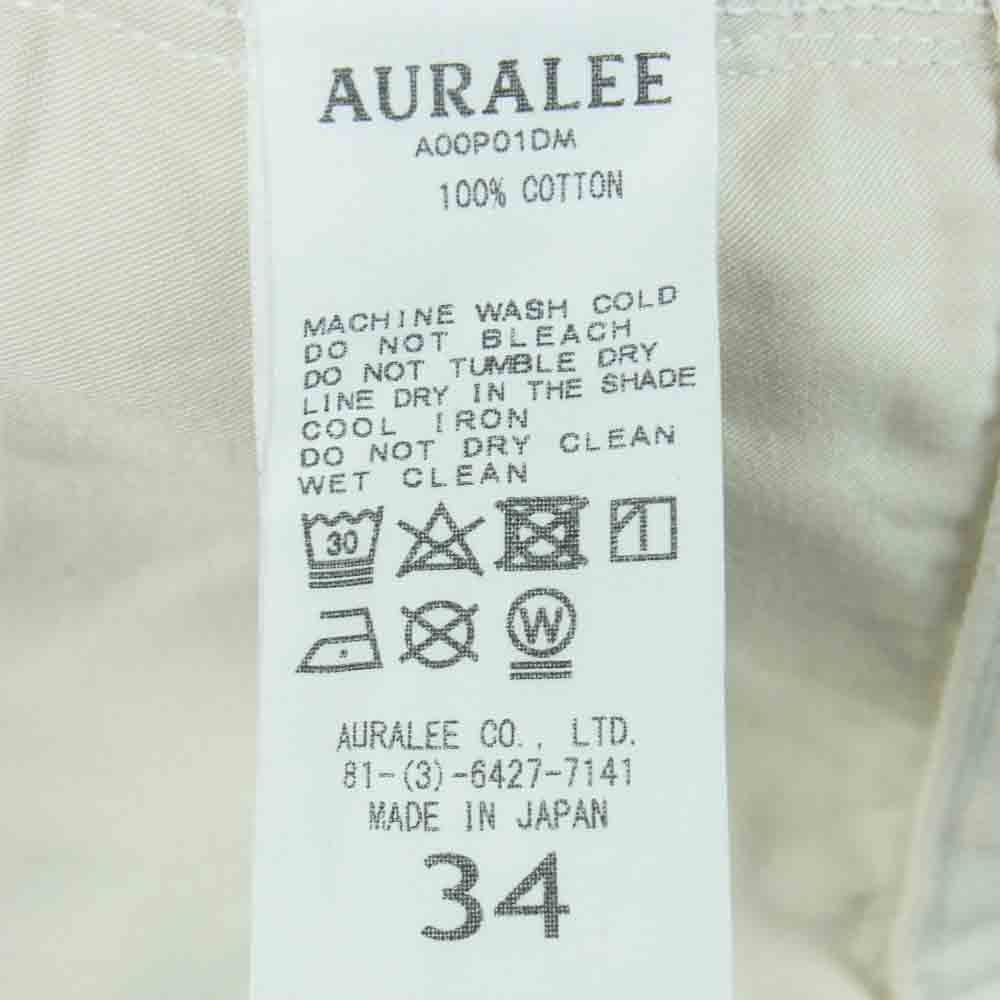 AURALEE オーラリー A00P01DM HARD TWIST DENIM 5P PANTS デニム パンツ コットン オフホワイト系 34【中古】