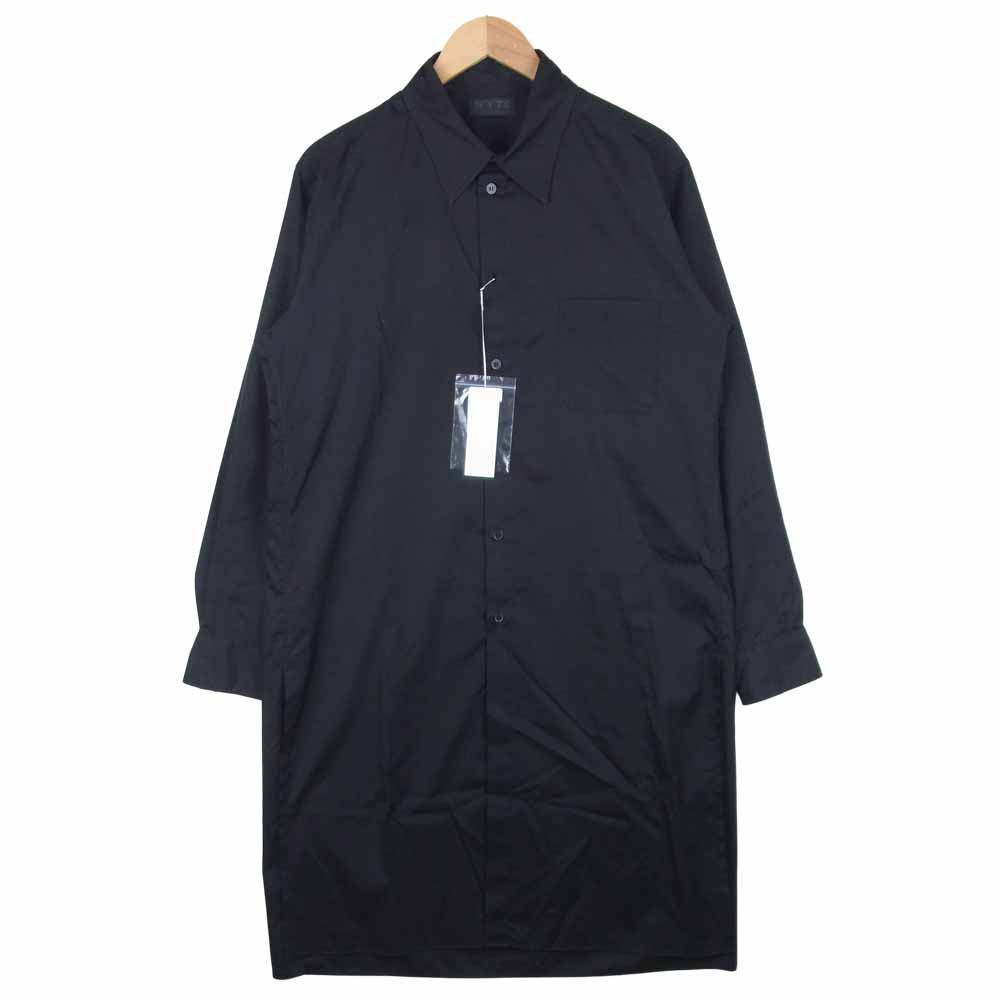 Yohji Yamamoto ヨウジヤマモト UT-B59-080-2 S'YTE 21SS UT-B59-080-2 100/2 Broad Regular Collar Long Shirt ロング シャツ ブラック系 3【新古品】【未使用】【中古】