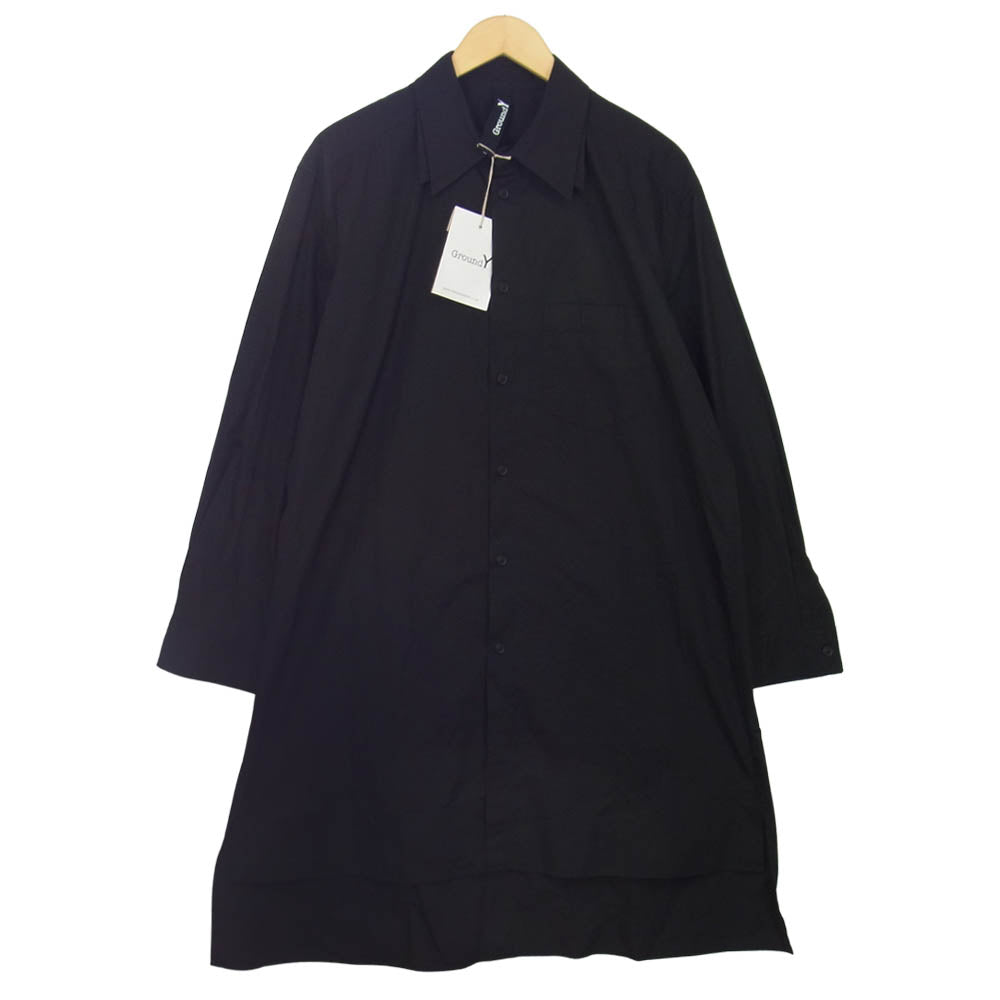Yohji Yamamoto ヨウジヤマモト GroundY 21SS GT-B13-004 40/2 Cotton Broad Double Collar Big Shirt コットンブロード ダブルカラー ビッグシャツ ブラック系 3【新古品】【未使用】【中古】