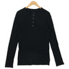 CHROME HEARTS クロムハーツ（原本無） 国内正規品 フレアボタン 袖 クロス レザー パッチ ヘンリーネック サーマル カットソー ブラック系 SM【中古】