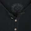 CHROME HEARTS クロムハーツ（原本無） 国内正規品 フレアボタン 袖 クロス レザー パッチ ヘンリーネック サーマル カットソー ブラック系 SM【中古】