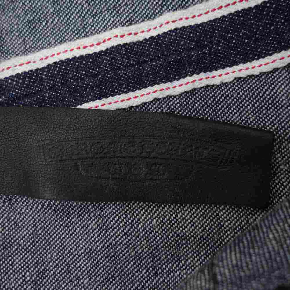CHROME HEARTS クロムハーツ（原本有） 国内正規品 袖 レザー パッチ クロスボタン ダンガリー ウエスタン デニム シャツ インディゴブルー系【中古】