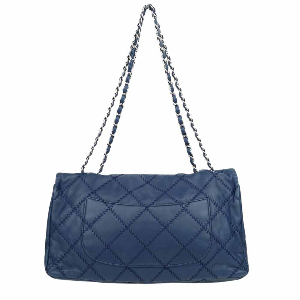 CHANEL シャネル 国内正規品 日本橋三越店購入品 2011年製 マトラッセ ココマーク ラムスキン ウルトラステッチ ダブルチェーン ショルダー バッグ ネイビー系【美品】【中古】