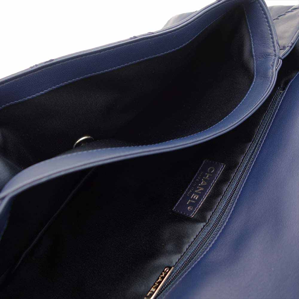 CHANEL シャネル 国内正規品 日本橋三越店購入品 2011年製 マトラッセ ココマーク ラムスキン ウルトラステッチ ダブルチェーン ショルダー バッグ ネイビー系【美品】【中古】