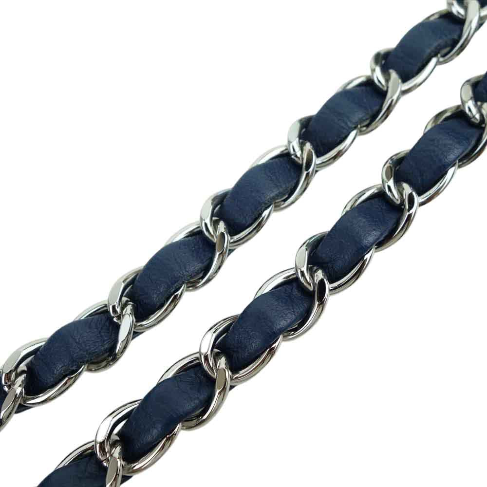 CHANEL シャネル 国内正規品 日本橋三越店購入品 2011年製 マトラッセ ココマーク ラムスキン ウルトラステッチ ダブルチェーン ショルダー バッグ ネイビー系【美品】【中古】