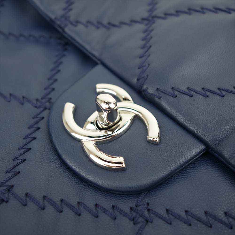 CHANEL シャネル 国内正規品 日本橋三越店購入品 2011年製 マトラッセ ココマーク ラムスキン ウルトラステッチ ダブルチェーン ショルダー バッグ ネイビー系【美品】【中古】