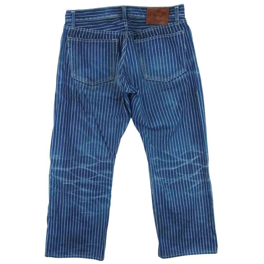 エターナル 52174 ウォバッシュ ストライプ 5ポケット コットン パンツ 日本製 インディゴブルー系 34【中古】