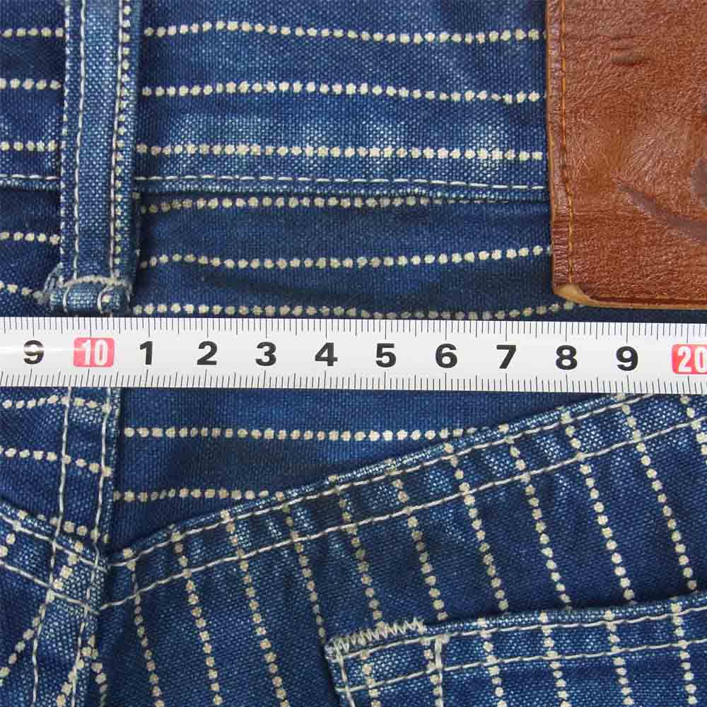 エターナル 52174 ウォバッシュ ストライプ 5ポケット コットン パンツ 日本製 インディゴブルー系 34【中古】