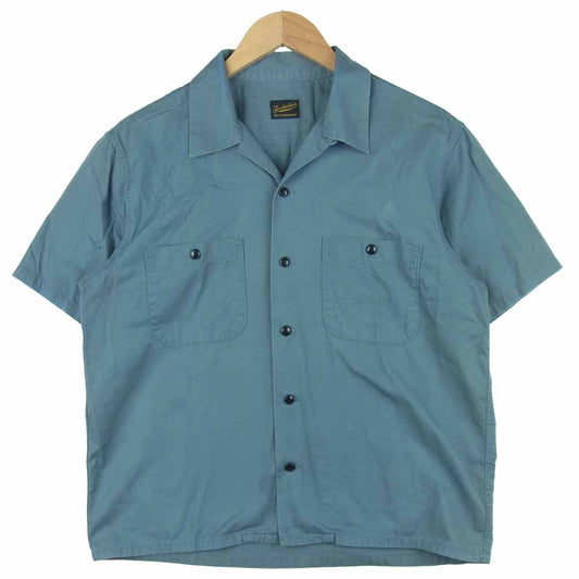 TENDERLOIN テンダーロイン 開襟 オープンカラー ワーク 半袖 シャツ コットン グレイッシュブルー系 XS【中古】