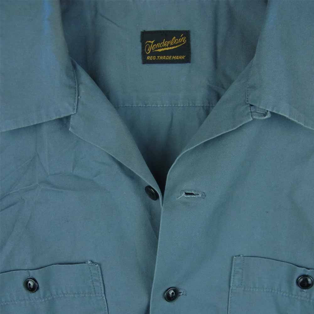 TENDERLOIN テンダーロイン 開襟 オープンカラー ワーク 半袖 シャツ コットン グレイッシュブルー系 XS【中古】