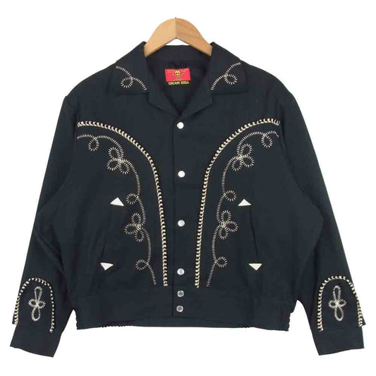 CREAM SODA クリームソーダ 金タグ ロカビリー 長袖 シャツ ポリエステル レーヨン ブラック系【中古】
