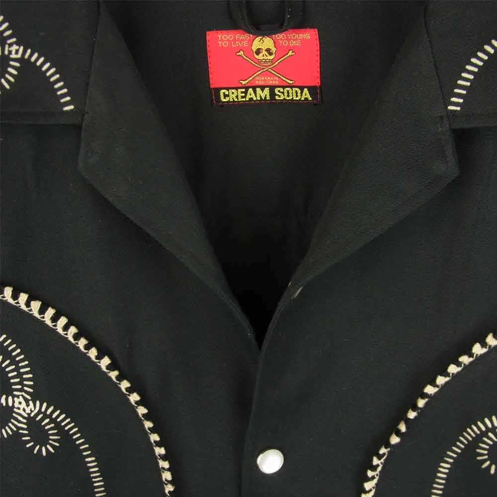 CREAM SODA クリームソーダ 金タグ ロカビリー 長袖 シャツ ポリエステル レーヨン ブラック系【中古】