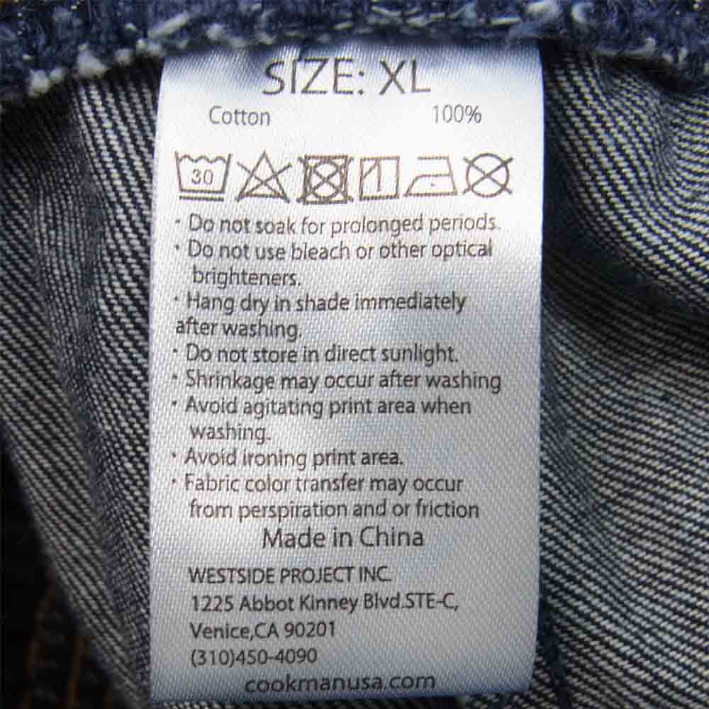 クックマン ウエストゴム デニム ワイド テーパード パンツ インディゴブルー系 XL【中古】