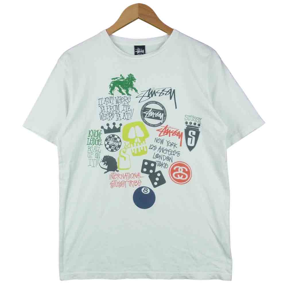 STUSSY ステューシー Logo Print T-Shirt ロゴ プリント 半袖 Tシャツ コットン ホワイト系 M【中古】
