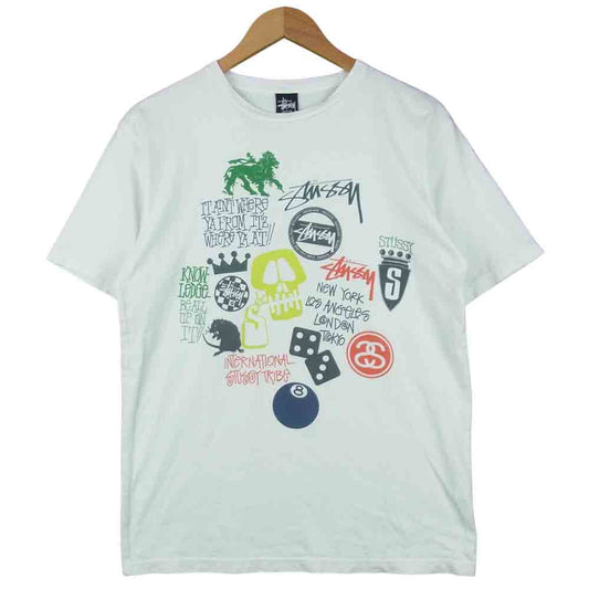 STUSSY ステューシー Logo Print T-Shirt ロゴ プリント 半袖 Tシャツ コットン ホワイト系 M【中古】