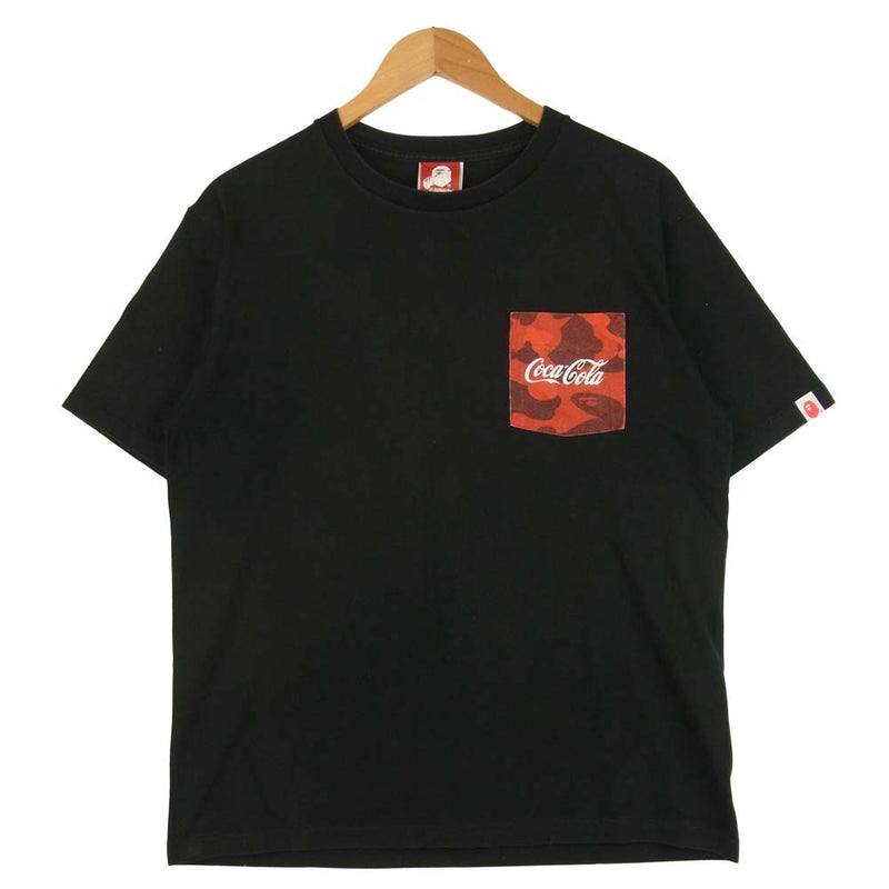 A BATHING APE アベイシングエイプ コカコーラ 胸ポケット 半袖 Tシャツ コットン ブラック系 L【中古】