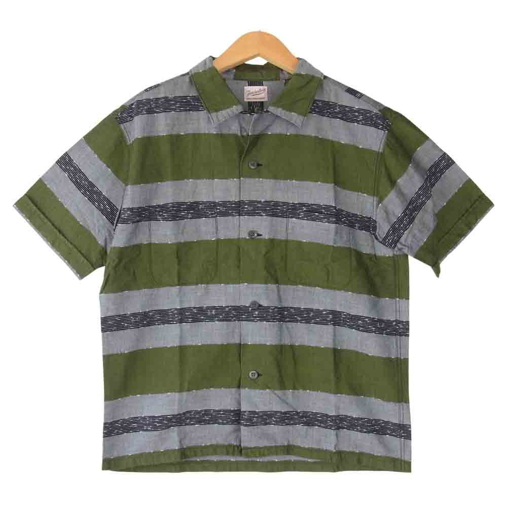 TENDERLOIN テンダーロイン T-BORDER SHT ボーダー オープンカラー カーキ系 グレー系 XS【中古】