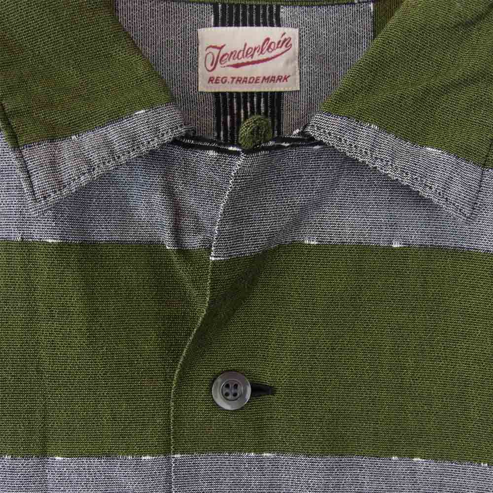 TENDERLOIN テンダーロイン T-BORDER SHT ボーダー オープンカラー カーキ系 グレー系 XS【中古】