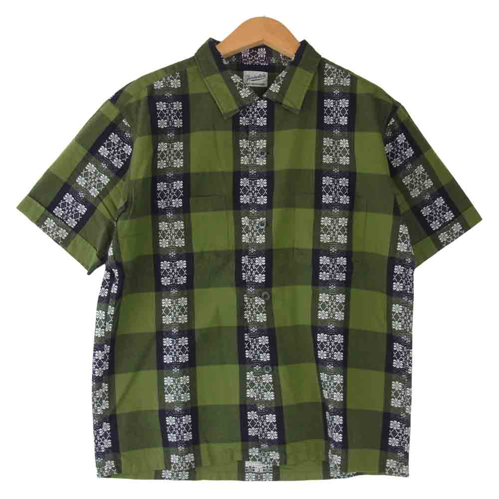 TENDERLOIN テンダーロイン T-CHECKED SHT SHORT エンブロイダリー 刺繍 チェック オープンカラー カーキ系 XS【中古】