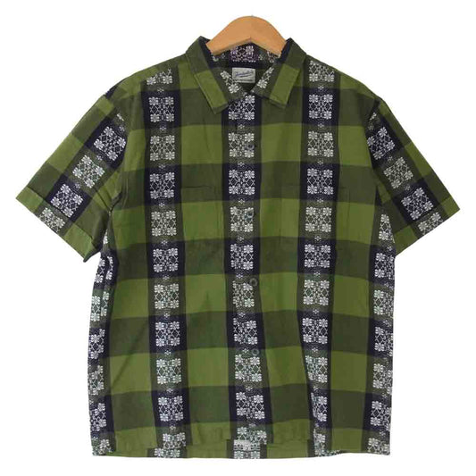 TENDERLOIN テンダーロイン T-CHECKED SHT SHORT エンブロイダリー 刺繍 チェック オープンカラー カーキ系 XS【中古】
