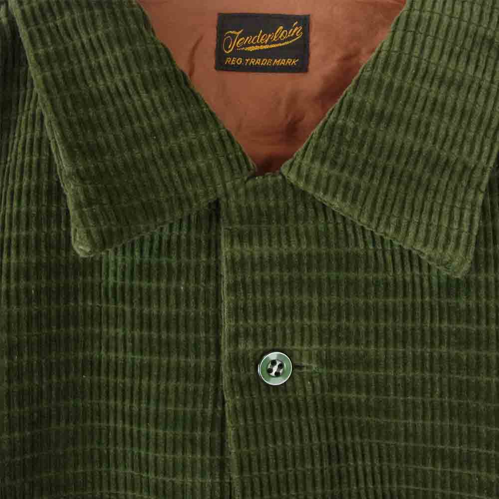 TENDERLOIN テンダーロイン T-CORDUROY SHT コーデュロイ オープンカラー カーキ系 S【中古】