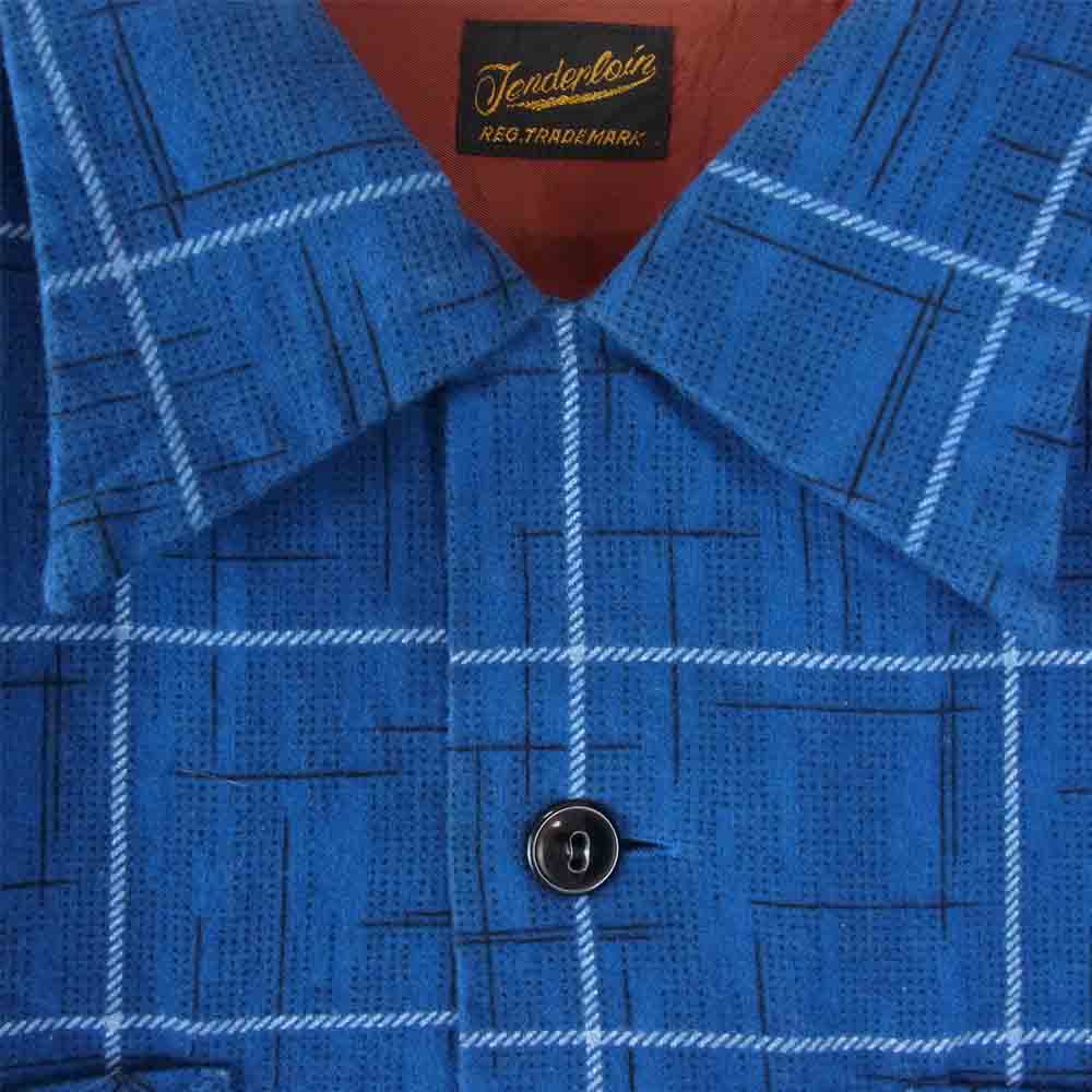 TENDERLOIN テンダーロイン T-PRINT FLANNEL SHT プリント フランネル オープンカラー ネイビー系 S【中古】