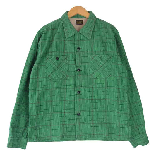 TENDERLOIN テンダーロイン T-PRINT FLANNEL SHT プリント フランネル オープンカラー グリーン系 XS【中古】