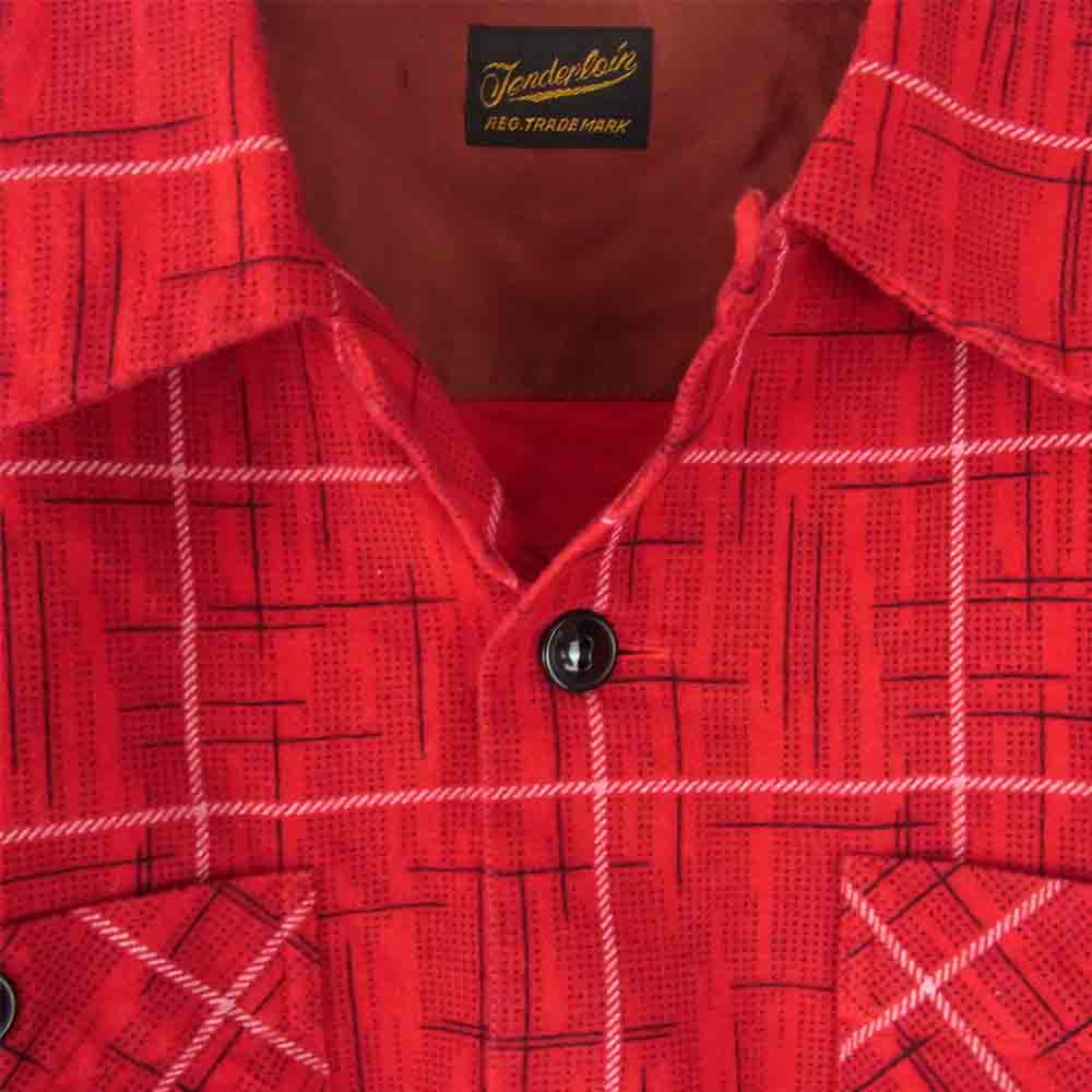 TENDERLOIN テンダーロイン T-PRINT FLANNEL SHT プリント フランネル オープンカラー レッド系 S【中古】
