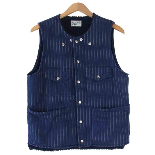 TENDERLOIN テンダーロイン T-VEST SO 裏ボア ストライプ ワーク ネイビー系 XS【中古】