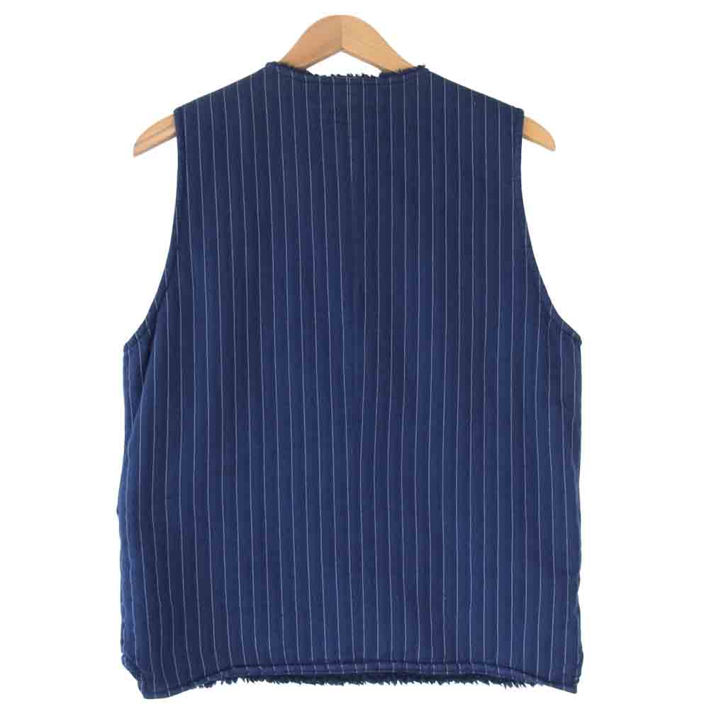 TENDERLOIN テンダーロイン T-VEST SO 裏ボア ストライプ ワーク ネイビー系 XS【中古】