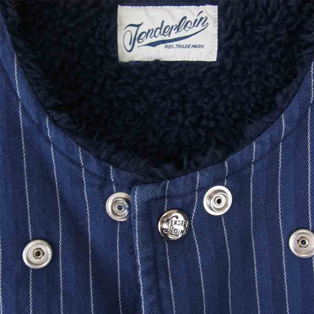 TENDERLOIN テンダーロイン T-VEST SO 裏ボア ストライプ ワーク ネイビー系 XS【中古】