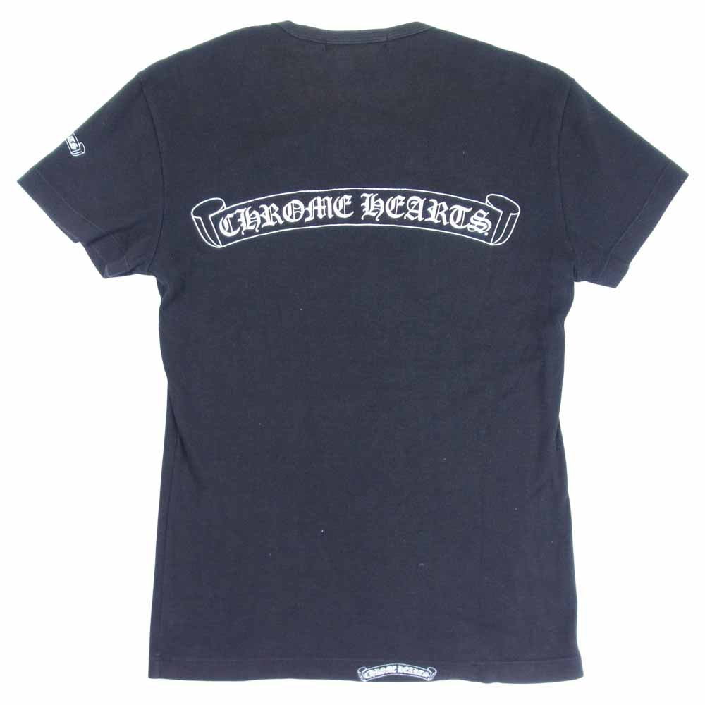 CHROME HEARTS クロムハーツ（原本無） ラベル ロゴ プリント S/S 半袖 リブ カットソー Tシャツ ブラック系 表記無し【中古】