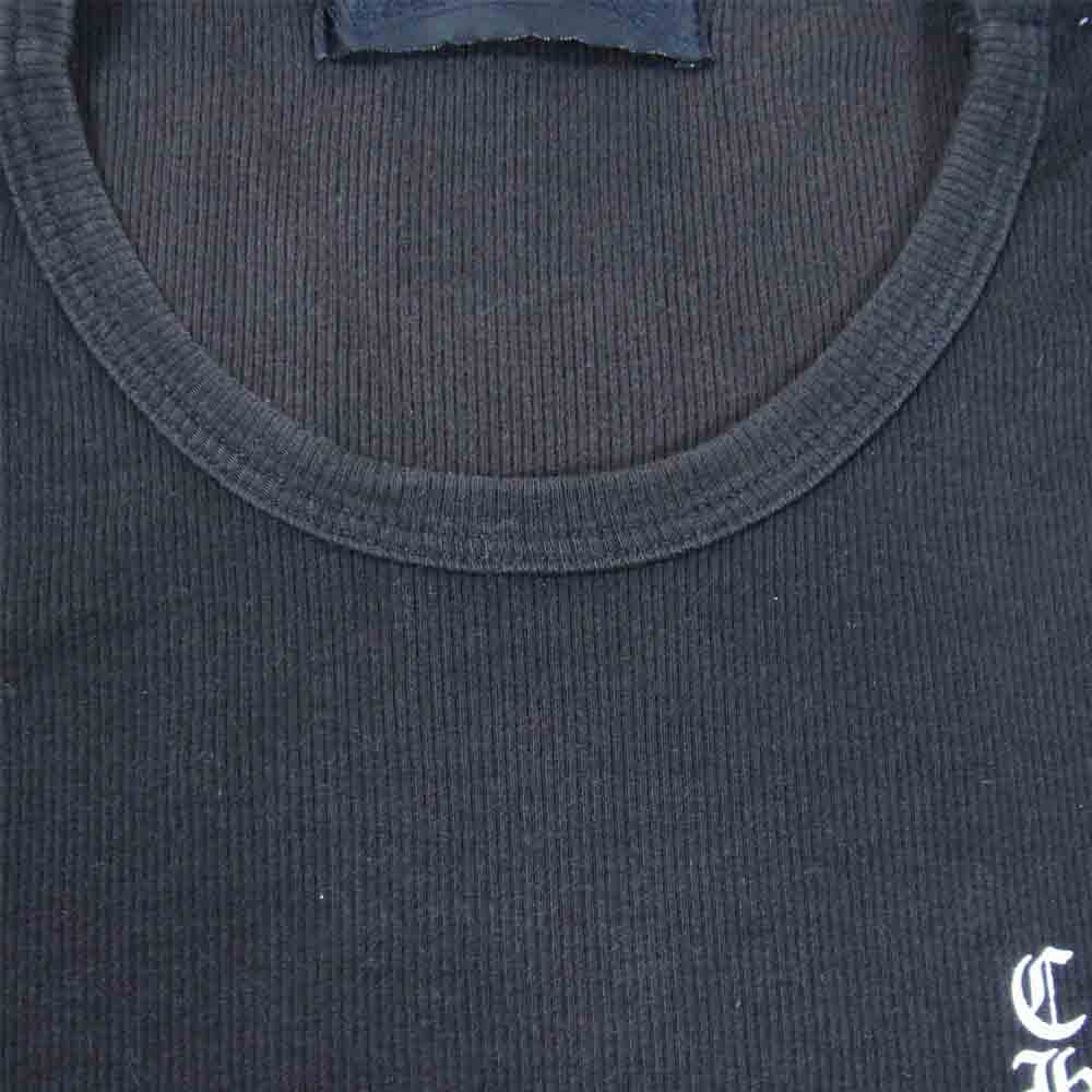 CHROME HEARTS クロムハーツ（原本無） ラベル ロゴ プリント S/S 半袖 リブ カットソー Tシャツ ブラック系 表記無し【中古】