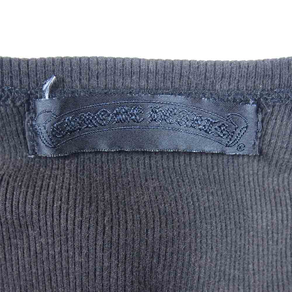 CHROME HEARTS クロムハーツ（原本無） ラベル ロゴ プリント S/S 半袖 リブ カットソー Tシャツ ブラック系 表記無し【中古】
