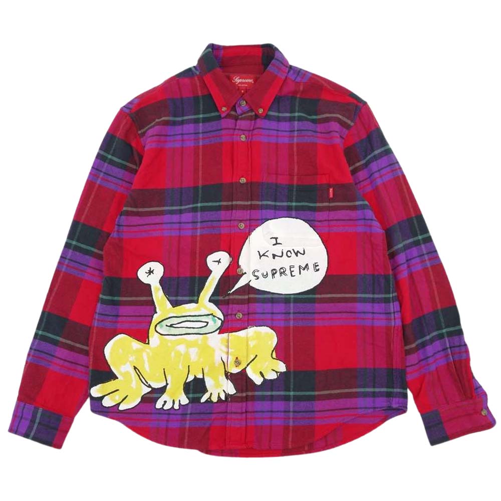 Supreme シュプリーム Daniel Johnston Plaid Shirt ダニエル ジョンストン プライド L/S シャツ レッド系 S【中古】